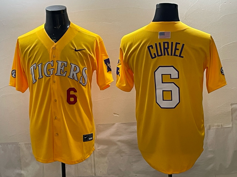 Men 2025 Clemson Tigers #6 Curiel Yellow  Nike NCAA Jersey 001